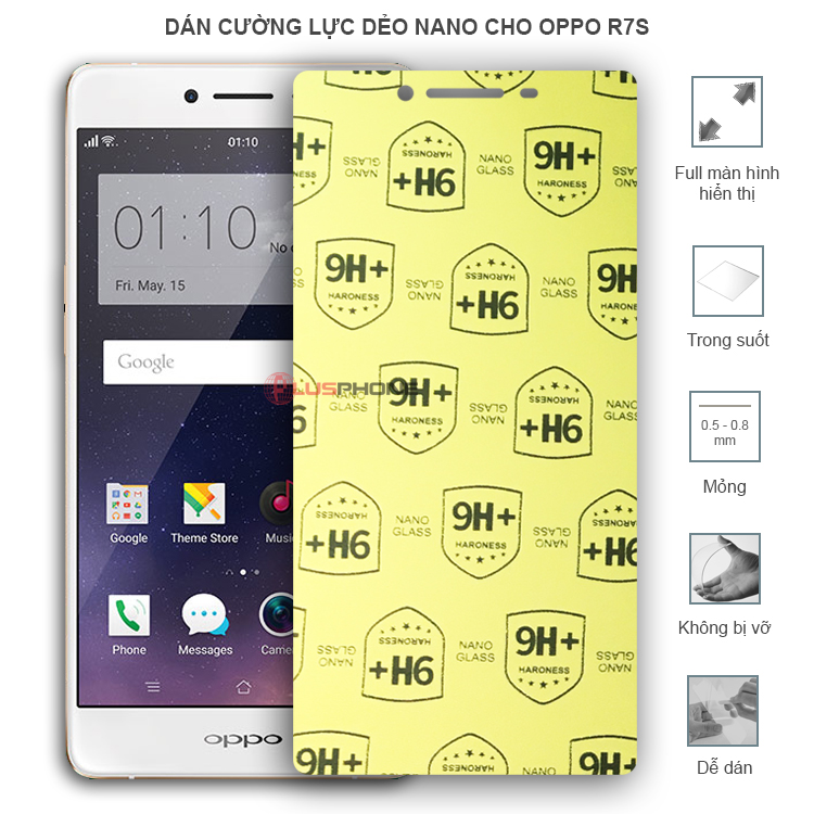 Dán cường lực dẻo trong hoặc nhám cho Oppo R7s