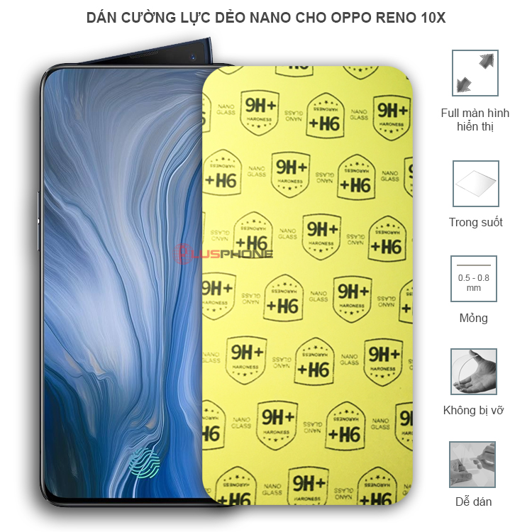 Dán cường lực dẻo trong hoặc nhám cho Oppo Reno 10x