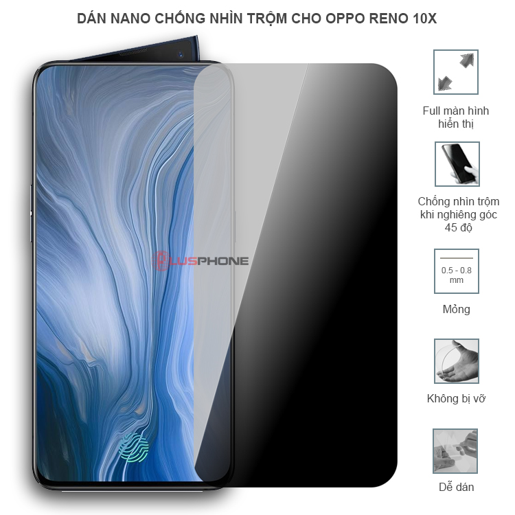 Dán cường lực dẻo chống nhìn trộm trong HD hoặc nhám AG cho Oppo Reno 10x