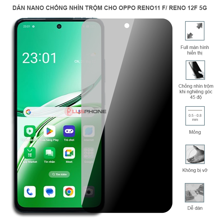 Dán cường lực dẻo chống nhìn trộm trong HD hoặc nhám AG cho Oppo Reno 11F/ Reno 12F 5G