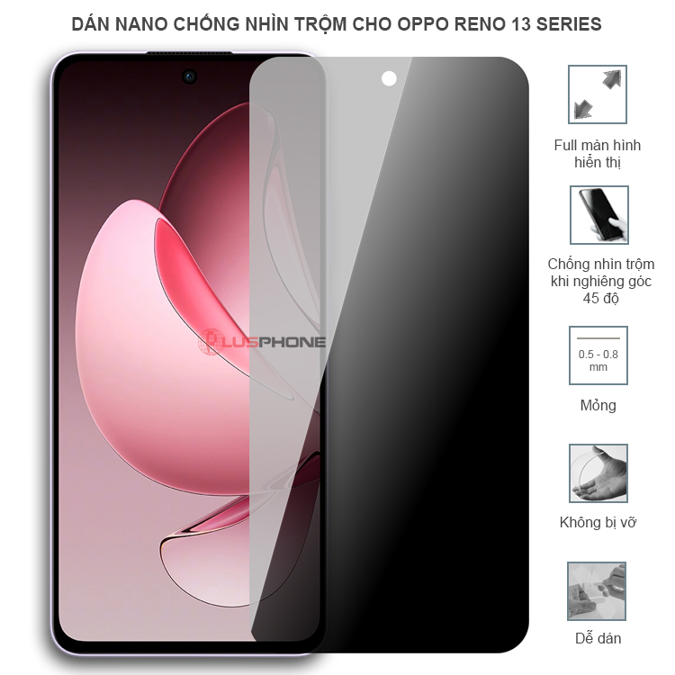 Dán cường lực dẻo chống nhìn trộm trong HD hoặc nhám AG cho Oppo Reno13/ Reno 13 Pro/ Reno 13F 4G/ Reno13 F 5G