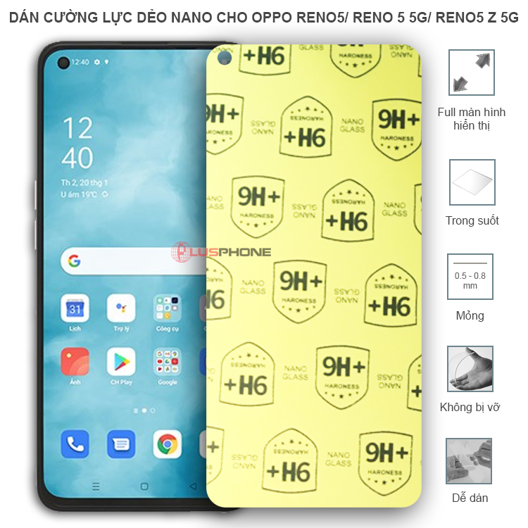 Dán cường lực dẻo trong hoặc nhám cho Oppo Reno5/ Reno 5 5G/ Reno5 Z 5G