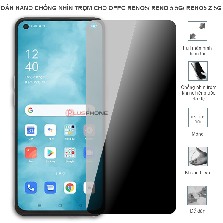 Dán cường lực dẻo chống nhìn trộm trong HD hoặc nhám AG cho Oppo Reno5/ Reno 5 5G/ Reno5 Z 5G