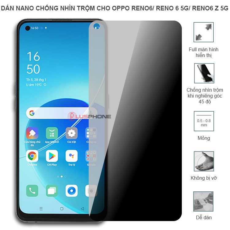 Dán cường lực dẻo chống nhìn trộm trong HD hoặc nhám AG cho Oppo Reno6/ Reno 6 5G/ Reno6 Z 5G/ Reno6 Lite