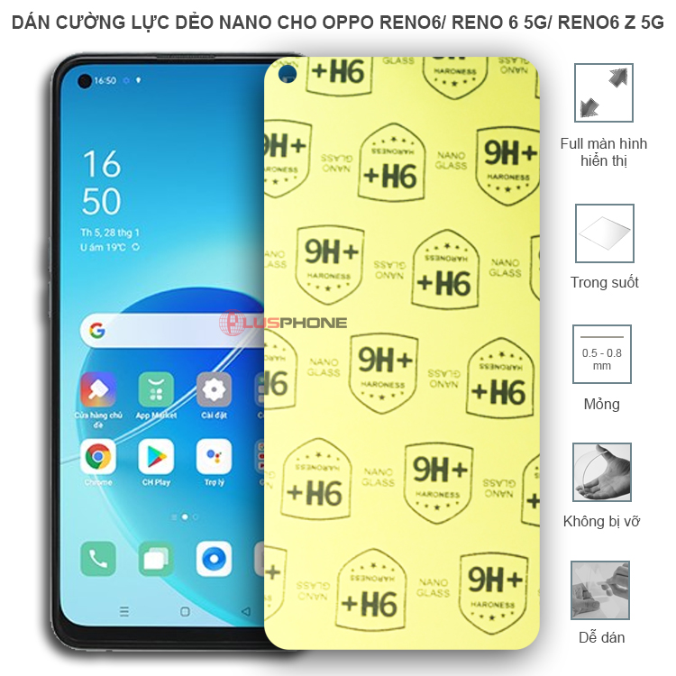 Dán cường lực dẻo trong hoặc nhám cho Oppo Reno6/ Reno 6 5G/ Reno6 Z 5G/ Reno6 Lite