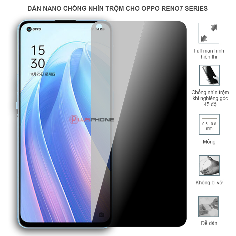 Dán cường lực dẻo chống nhìn trộm trong HD hoặc nhám AG cho Oppo Reno7/ Reno 7 5G/ Reno7 Z 5G/ Reno7 Pro 5G/ Reno7 SE 5G
