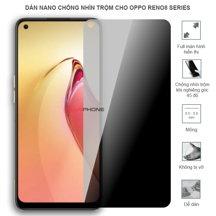 Dán cường lực dẻo chống nhìn trộm trong HD hoặc nhám AG cho Oppo Reno8/ Reno 8 5G/ Reno8 Z 5G/ Reno8 T/ Reno8 Pro/ Reno8 Pro+