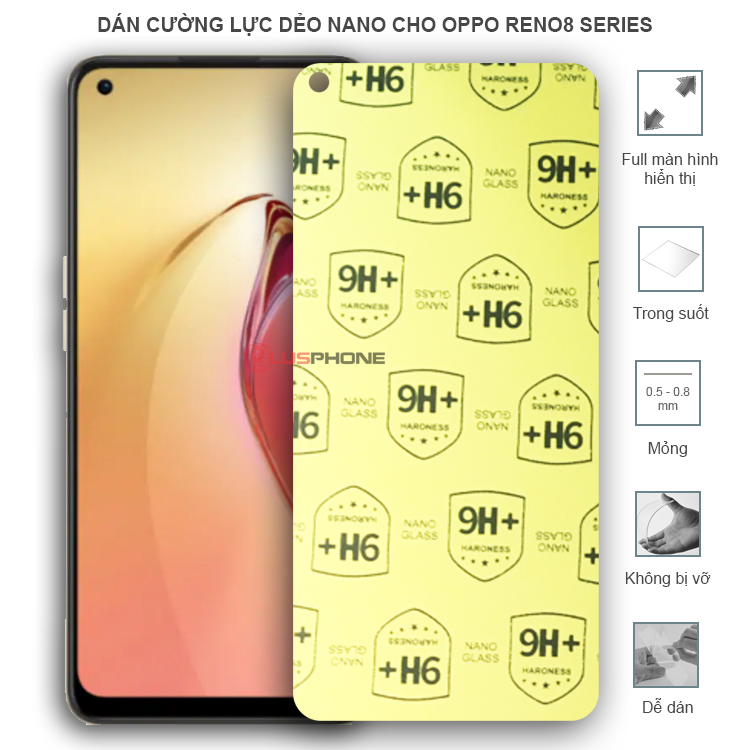 Dán cường lực dẻo trong hoặc nhám cho Oppo Reno8/ Reno 8 5G/ Reno8 Z 5G/ Reno8 T/ Reno8 Pro/ Reno8 Pro+
