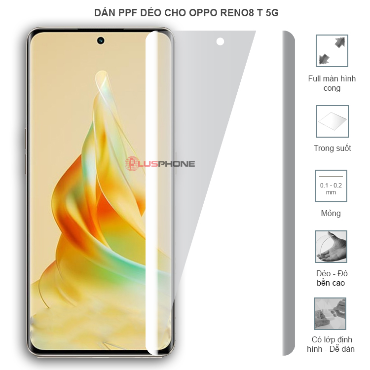 Dán PPF dẻo full màn hình trong hoặc nhám cho Oppo reno8 T 5G (Reno 8T 5G)