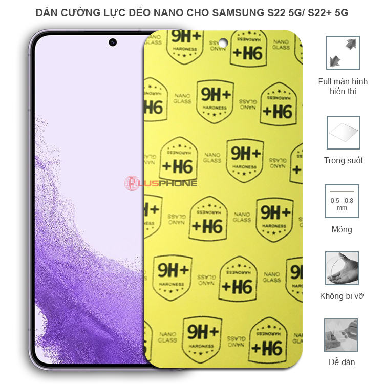 Dán cường lực dẻo trong hoặc nhám cho Samsung S22 5G/ S22+ 5G (S22 Plus)
