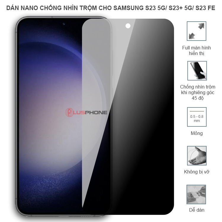 Dán cường lực dẻo chống nhìn trộm trong HD hoặc nhám AG cho Samsung  S23 5G/ S23+ 5G (S23 Plus)/ S23 Fe