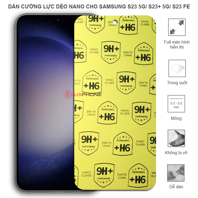 Dán cường lực dẻo trong hoặc nhám cho Samsung S23 5G/ S23+ 5G (S23 Plus)/ S23 Fe