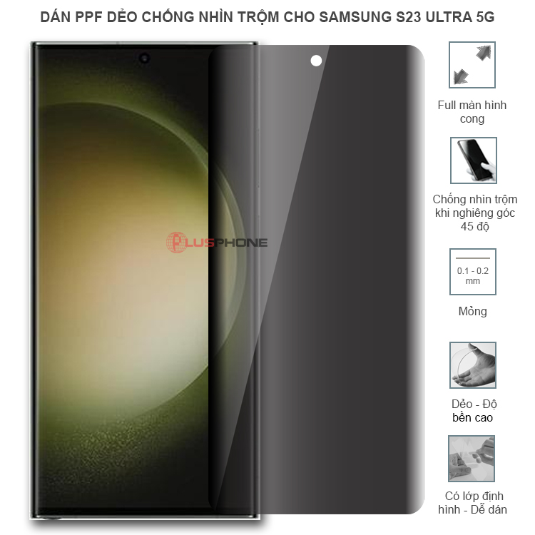 Dán PPF dẻo chống nhìn trộm trong HD hoặc nhám AG cho Samsung S23 Ultra 5G
