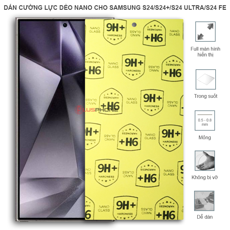 Dán cường lực dẻo trong hoặc nhám cho Samsung S24/ S24+(S24 Plus)/ S24 Fe/ S24 Ultra