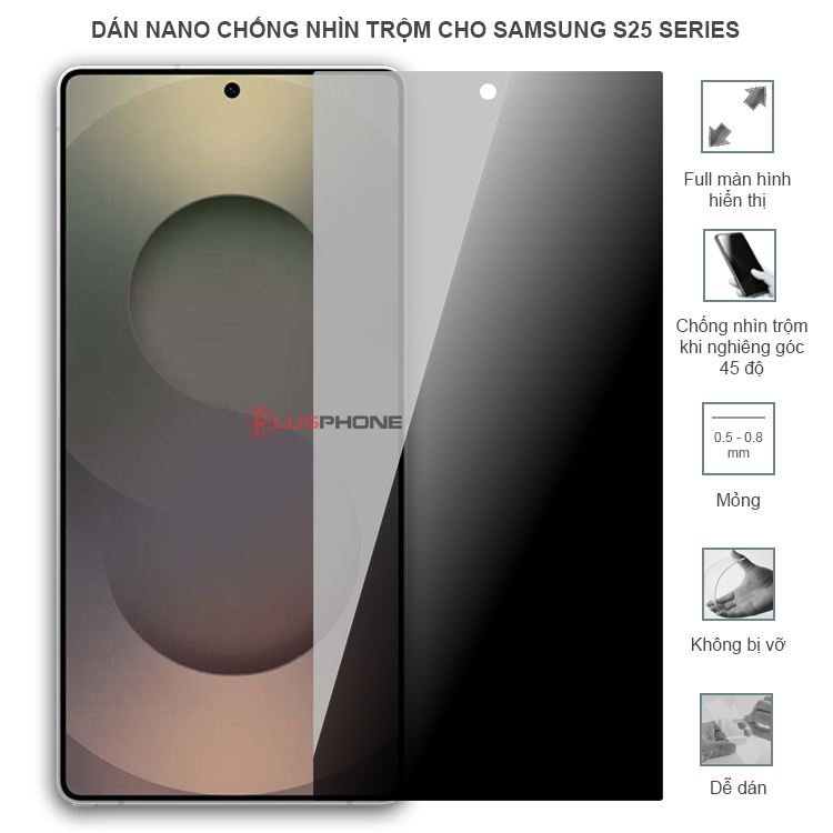 Dán cường lực dẻo chống nhìn trộm trong HD hoặc nhám AG cho Samsung S25/ S25+ (S25 Plus)/ S25 Ultra 5G