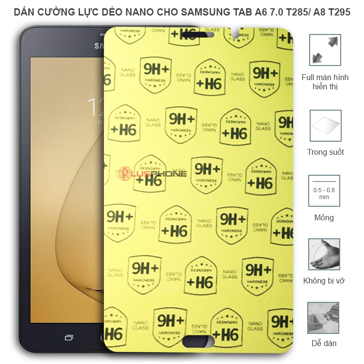 Dán cường lực dẻo trong hoặc nhám cho Samsung Tab A6 7.0 T285/ Tab A8 8.0 T295
