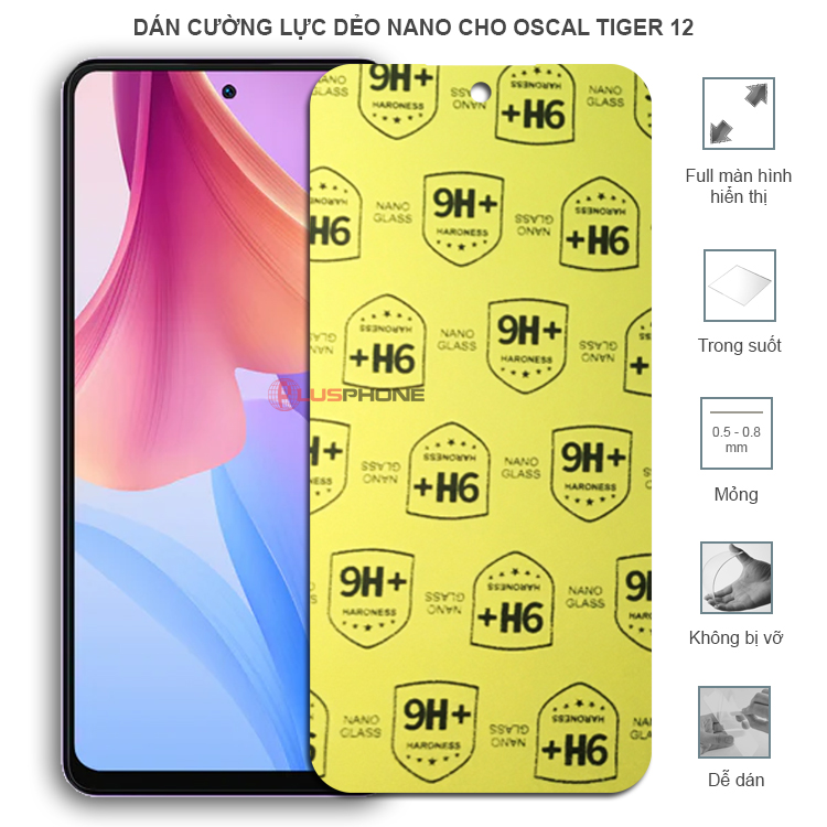 Dán cường lực dẻo trong hoặc nhám cho Oscal Tiger 12