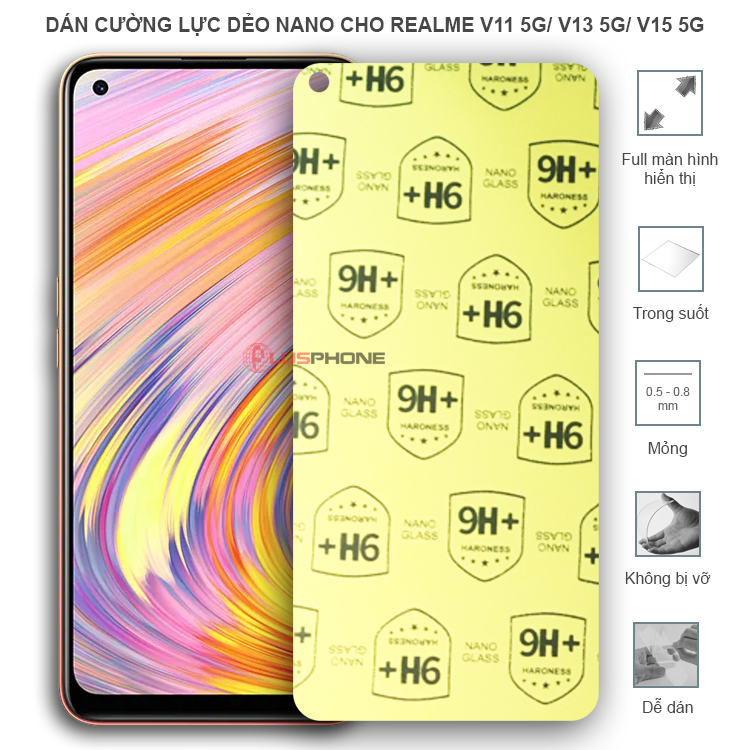 Dán cường lực dẻo trong hoặc nhám cho Realme V11 5G/ V13 5G/ V15 5G
