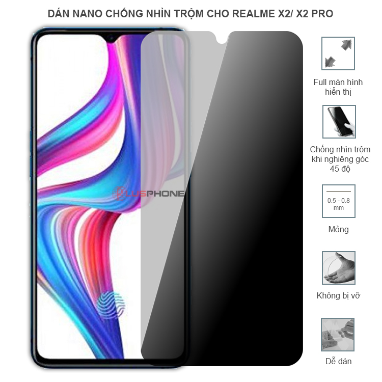 Dán cường lực dẻo chống nhìn trộm trong HD hoặc nhám AG cho Realme X2/ X2 Pro