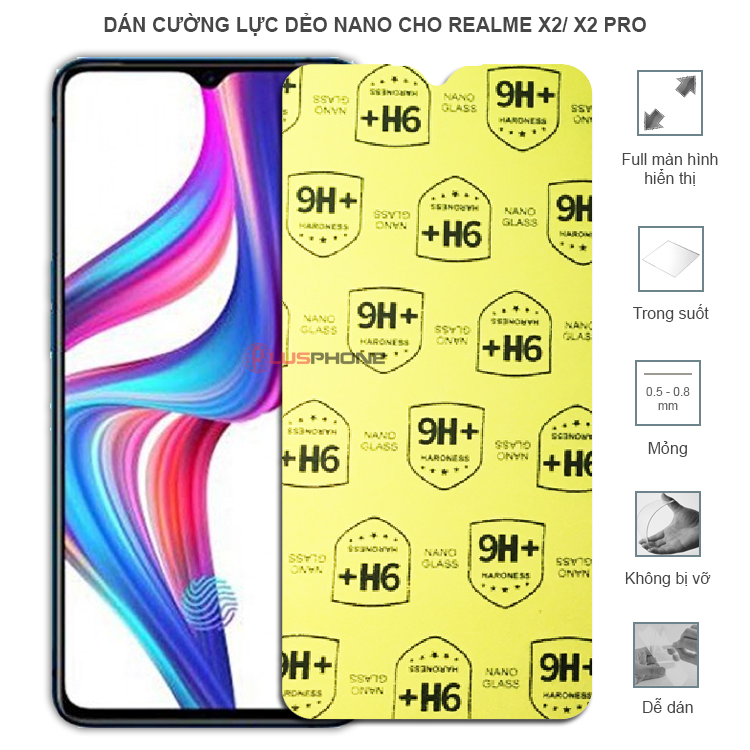 Dán cường lực dẻo trong hoặc nhám cho Realme X2/ X2 Pro