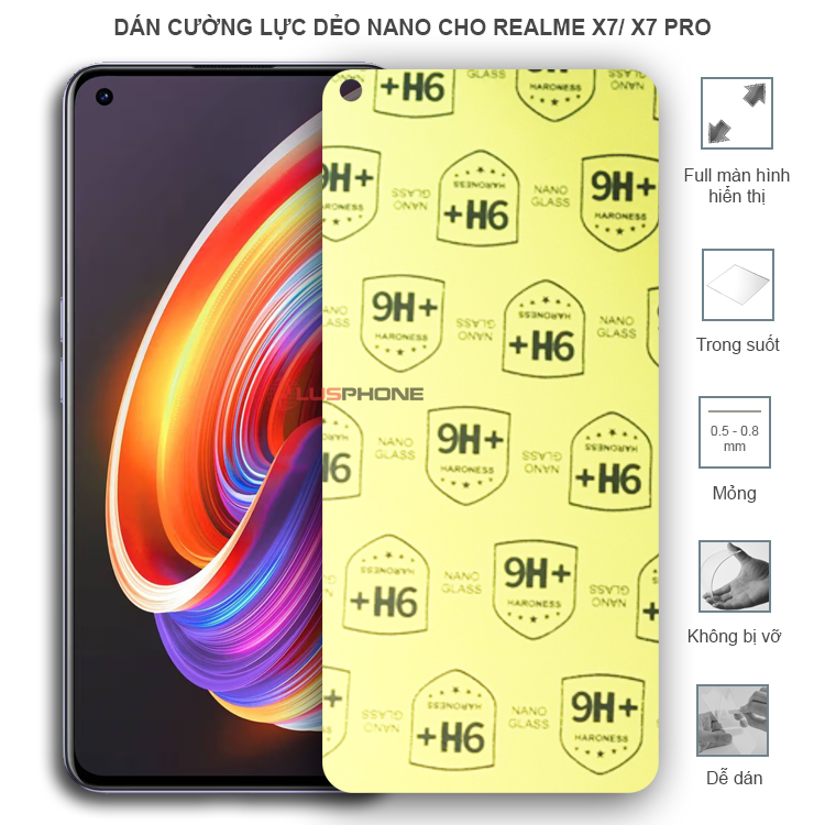 Dán cường lực dẻo trong hoặc nhám cho Realme X7/ X7 Pro