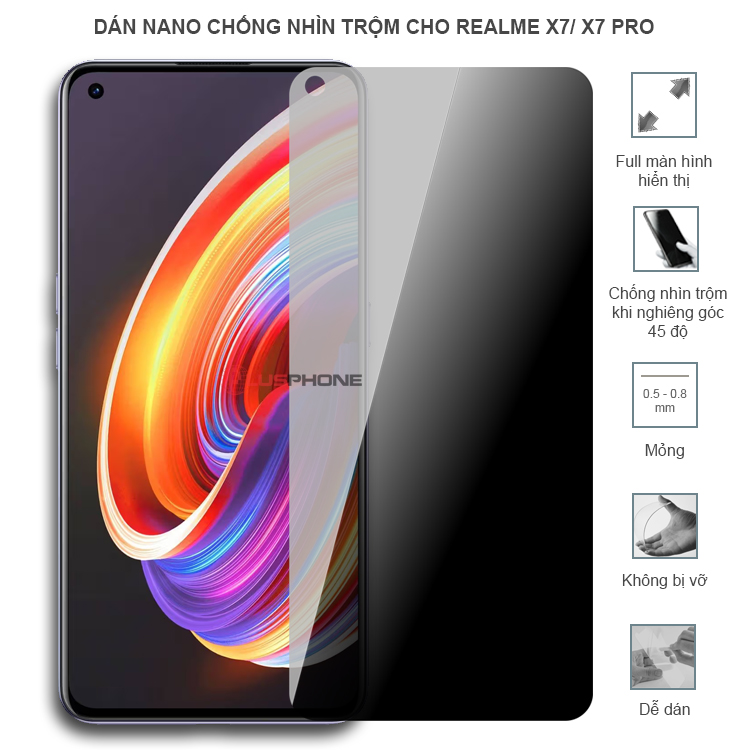 Dán cường lực dẻo chống nhìn trộm trong HD hoặc nhám AG cho Realme X7/ X7 Pro