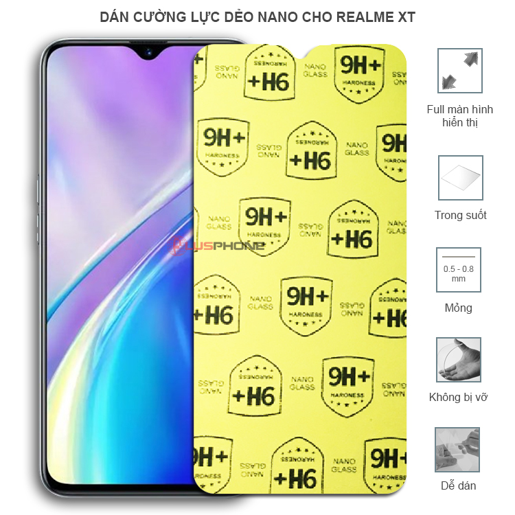 Dán cường lực dẻo trong hoặc nhám cho Realme XT