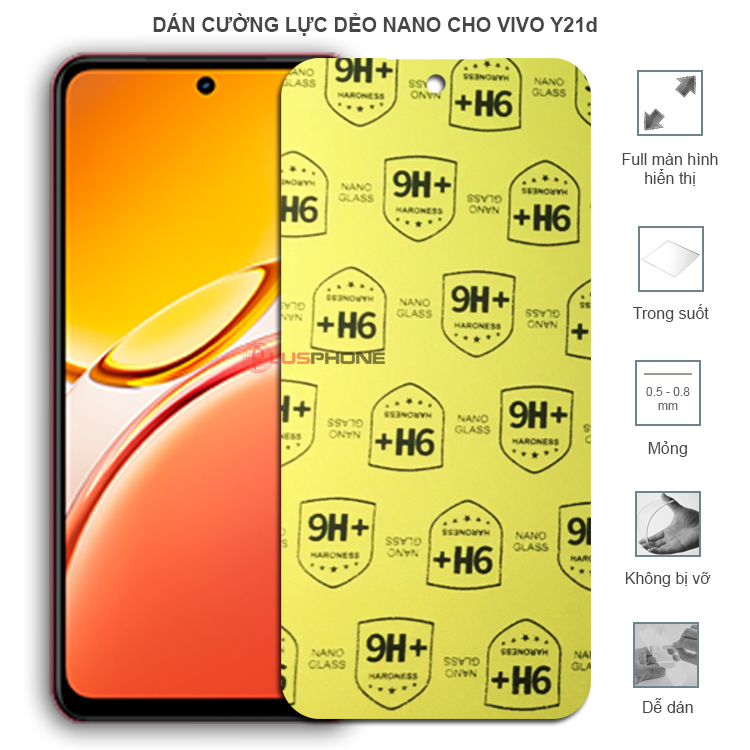 Dán cường lực dẻo trong hoặc nhám cho Vivo Y21d