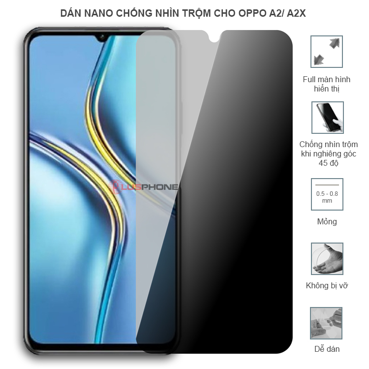 Dán cường lực dẻo chống nhìn trộm trong HD hoặc nhám AG cho Oppo A2/ A2x