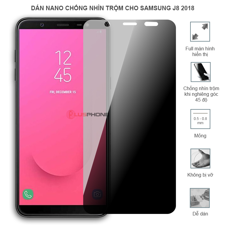Dán cường lực dẻo chống nhìn trộm trong HD hoặc nhám AG cho Samsung J8 2018
