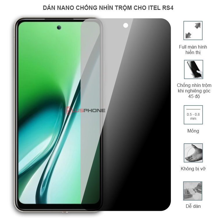 Dán cường lực dẻo chống nhìn trộm trong HD hoặc nhám AG cho Itel RS4