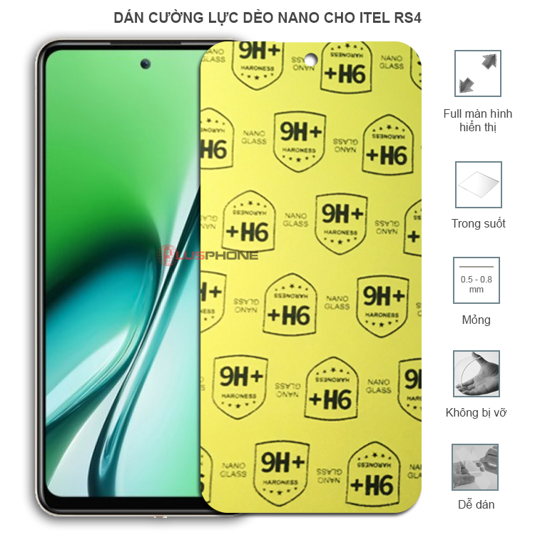 Dán cường lực dẻo trong hoặc nhám cho Itel RS4