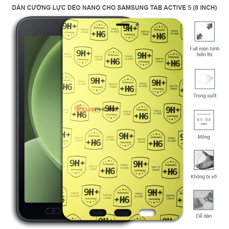 Dán cường lực dẻo trong hoặc nhám cho Samsung Tab Active 5 (8 inch)
