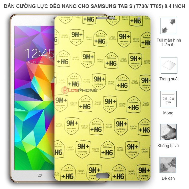 Dán cường lực dẻo trong hoặc nhám cho Samsung Tab S 8.4 (T700/ T705)