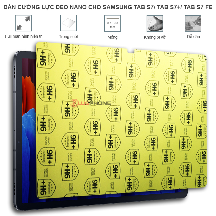 Dán cường lực dẻo trong hoặc nhám cho Samsung Tab S7/ Tab S7 Plus (S7+)/ Tab S7 Fe