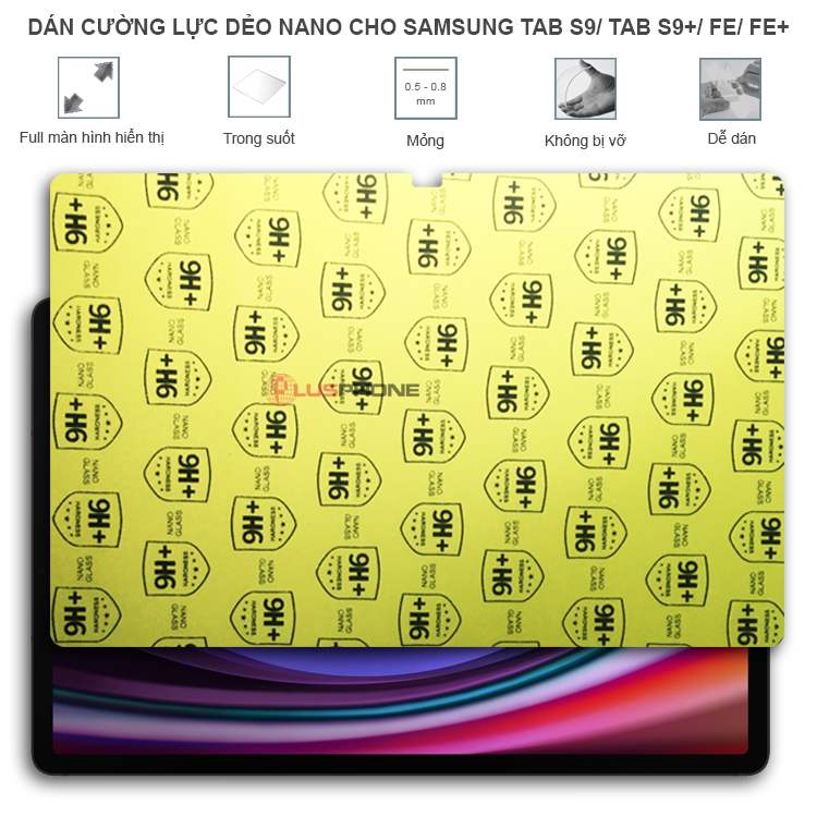 Dán cường lực dẻo trong hoặc nhám cho Samsung Tab S9/ Tab S9 Plus (S9+)/ Tab S9 Fe/ Tab S9 Fe+