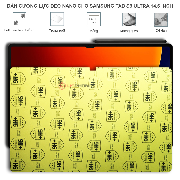 Dán cường lực dẻo trong hoặc nhám cho Samsung Tab S9 Ultra 14.6 inch
