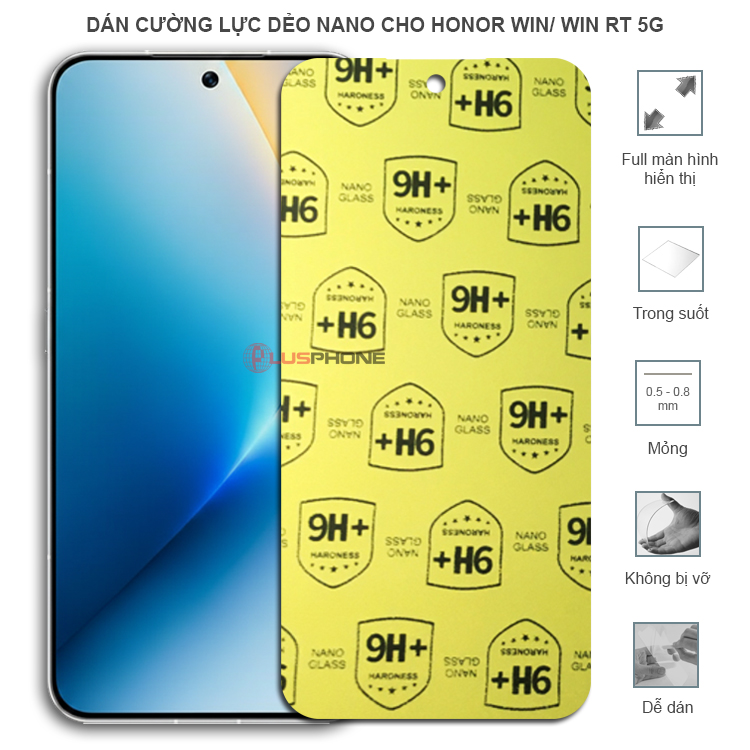 Dán cường lực dẻo trong hoặc nhám cho Honor Win 5G/ Win RT 5G