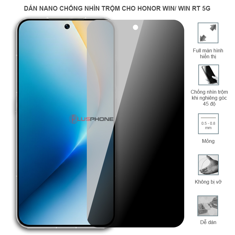Dán cường lực dẻo chống nhìn trộm trong HD hoặc nhám AG cho Honor Win 5G/ Win RT 5G