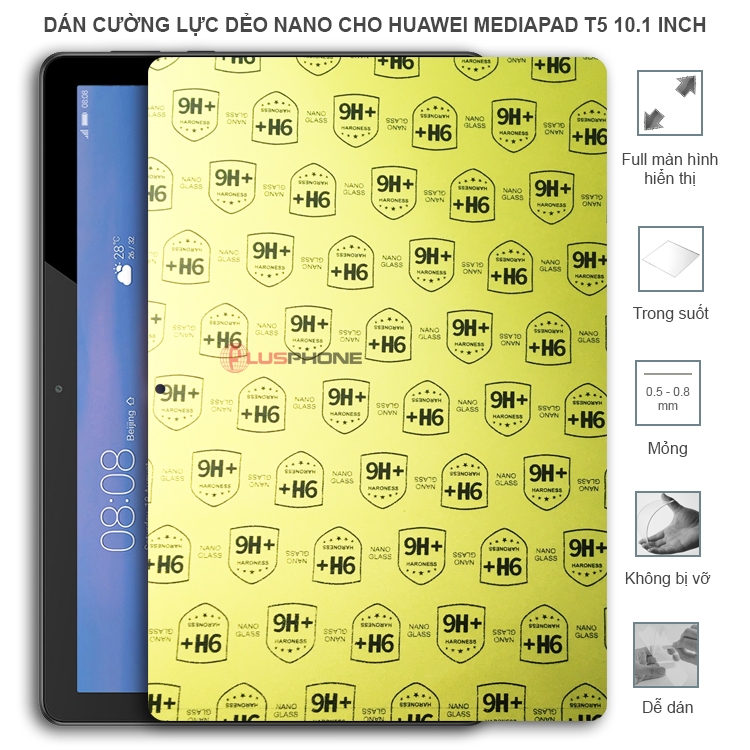 Dán cường lực dẻo trong hoặc nhám cho Huawei Mediapad T5 (10.1 inch)