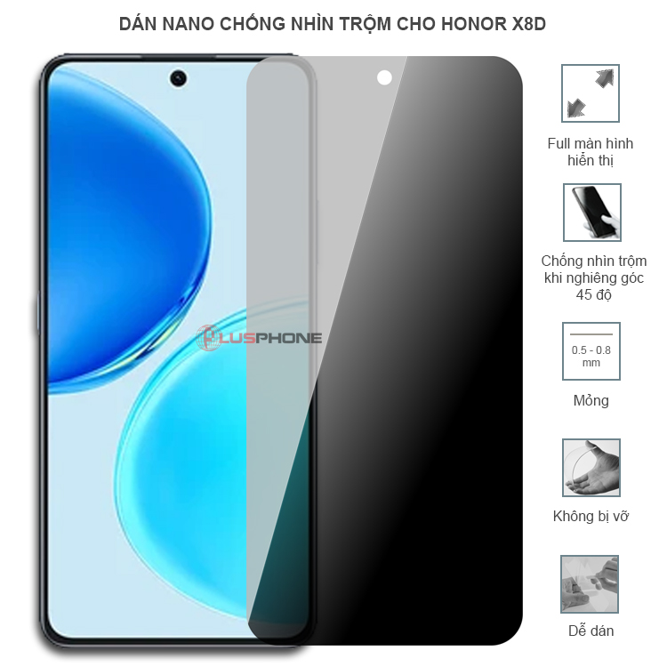 Dán cường lực dẻo chống nhìn trộm trong HD hoặc nhám AG cho Honor X8d
